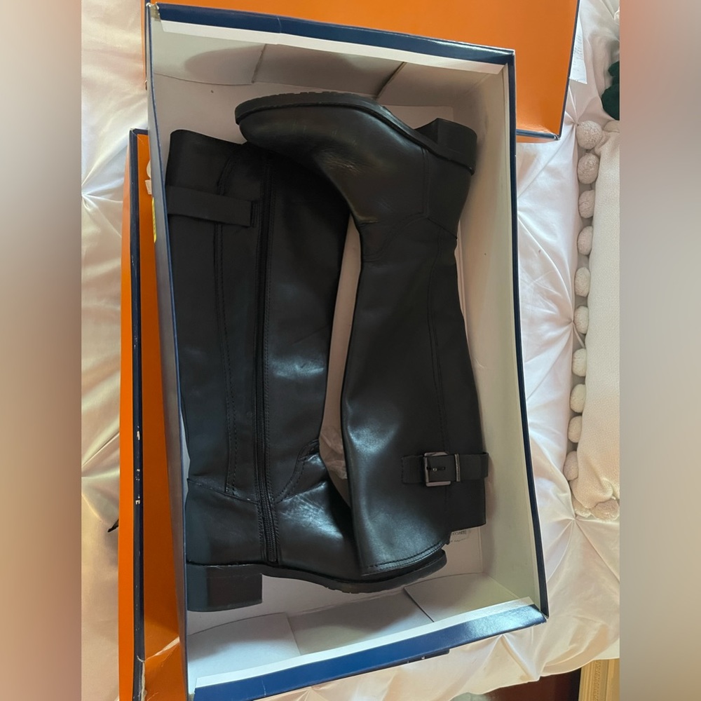 Arturo Chiang Black Riding Boot Size 7 Wide Calf